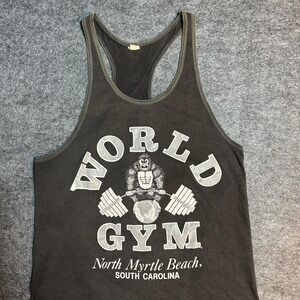 Vintage World Gym Tank Top Men's Large Single Stitch Hem Gorilla Weightlifting